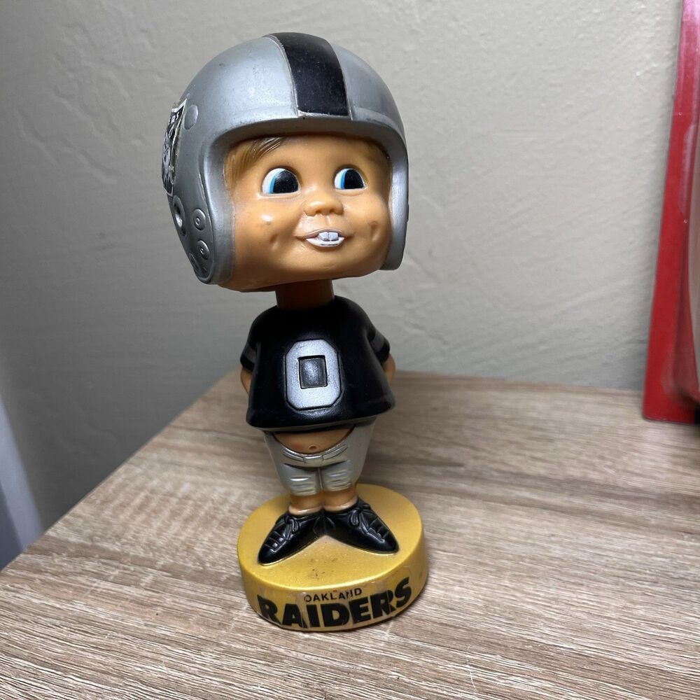 Vintage 1975 Oakland Raiders Bobblehead Gold Base NFL Nodder Sports Specialties